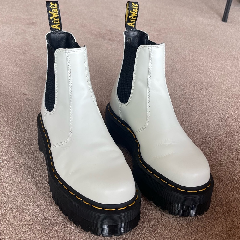 Dr. Martens 2976 White Quad Chelsea Boots
